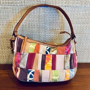 🌟4xHP🌟VTG 1990s Fossil Patchwork Leather & Suede Shoulder Bag